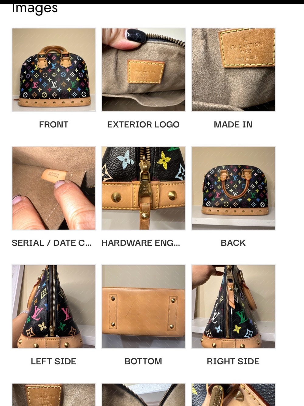 Louis Vuitton Black Multicolor Monogram Alma Satchel with Natural Leather Trim - Picture 4 of 8